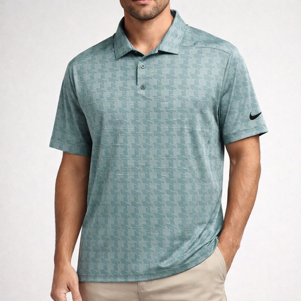 Nike Golf Dri-FIT Houndstooth‎ Polo Shirt Green XL Short Sleeve